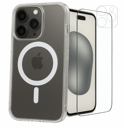 Etui do iPhone 15 Pro MagSafe + Szkło na ekran + Szkło na aparat