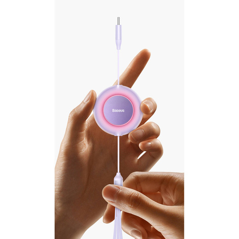 Baseus Bright Mirror 2 retractable cable 3in1 USB Type C - micro USB + Lightning + USB Type C 3.5A 1.1m black (CAMJ010201)