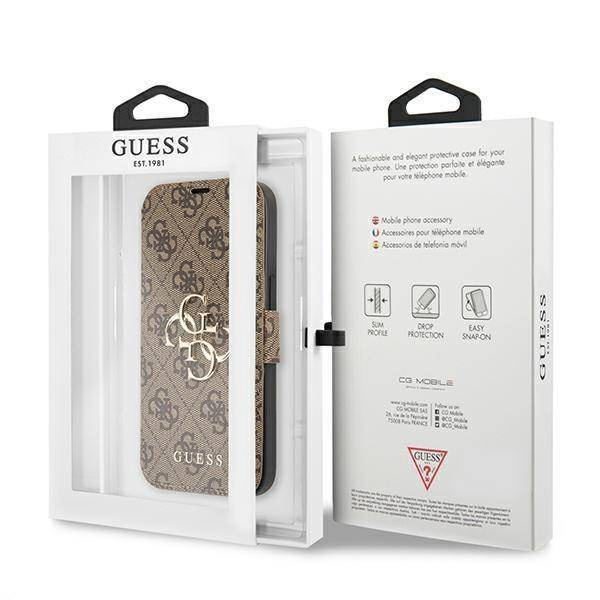 Guess etui do iPhone 13 Pro / 13 6,1" GUBKP13L4GMGBR brązowy book case 4G Big Metal Logo