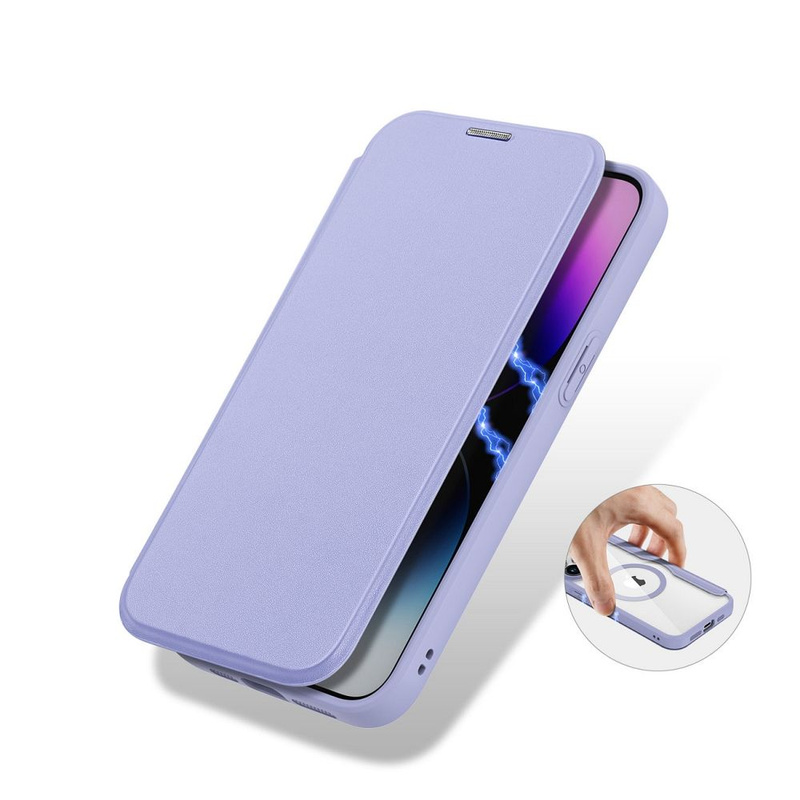 iPhone 15 Pro Max Magnetisches MagSafe Flip Case Dux Ducis Skin X Pro – Lila