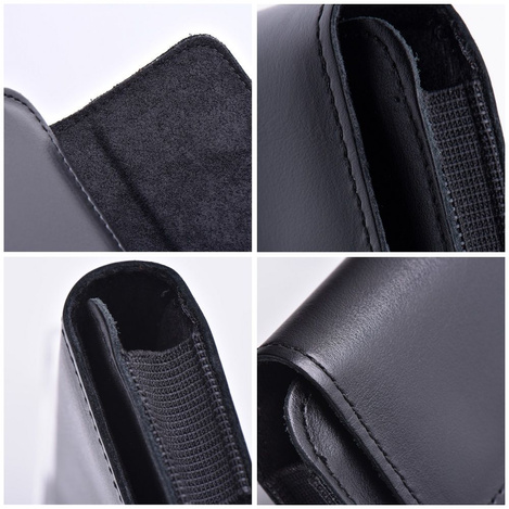 Skórzana uniwersalna kabura pozioma do paska - ROYAL / czarny - Rozmiar 2XL - do SAMSUNG A21s / S20 ULTRA / S21 ULTRA / A70 / A71 / XIAOMI REDMI 9 / HUAWEI P SMART PRO