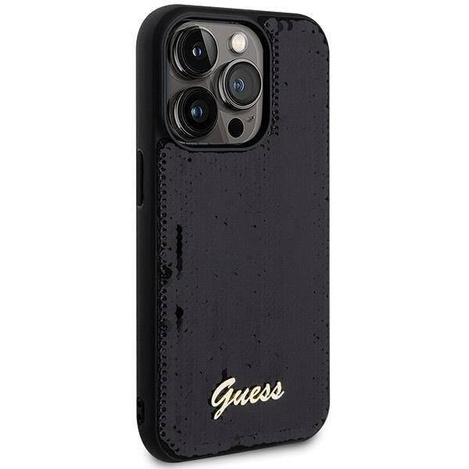 Guess nakładka do iPhone 13 Pro 6,1&quot; GUHCP13LPSFDGSK HC SEQUIN SCRIPT METAL czarna