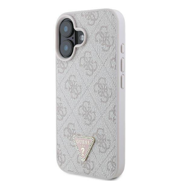 Guess GUHCP16SP4TDPP iPhone 16 6.1" różowy/pink hardcase Leather 4G Triangle Strass MagSafe