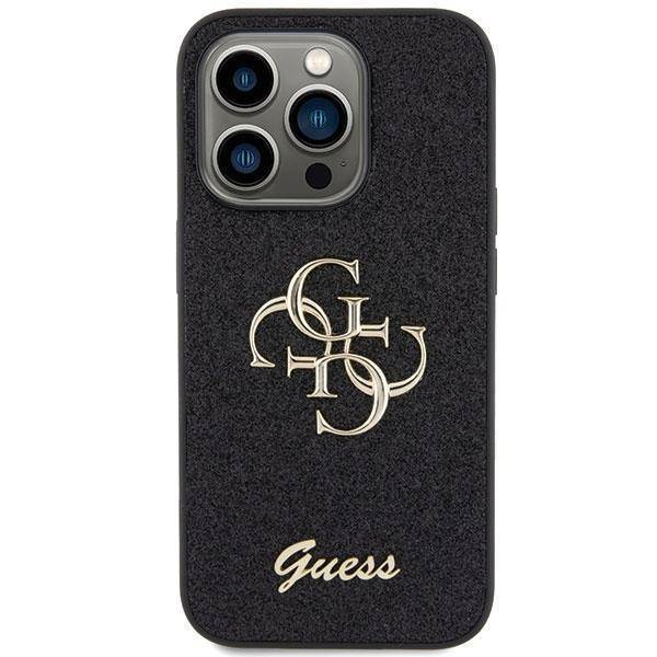 Guess Glitter Script Big 4G case for iPhone 15 Pro - black