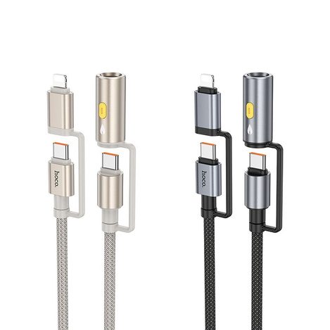 HOCO kabel All-in-one Typ C / Lightning do Typ C / Zapalniczka samochodowa PD 3A 60W U138 1,2 m czarny