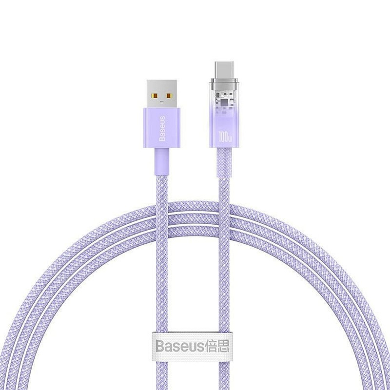 BASEUS kabel USB A do Typ C PD 100W Explorer CATS010405 1 m fioletowy