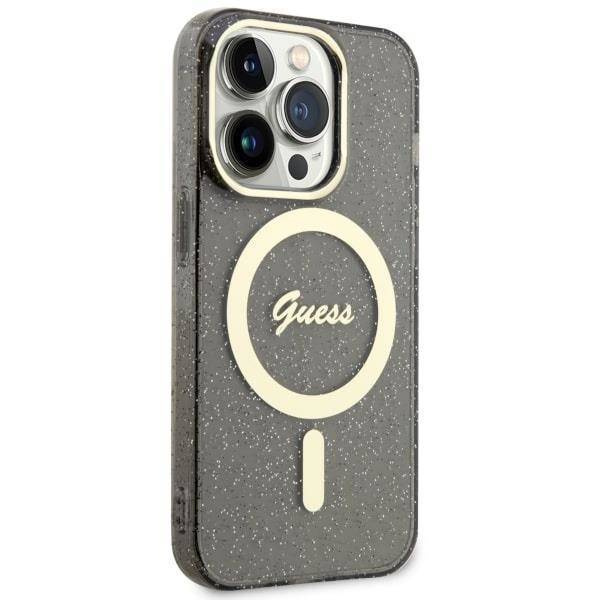 Guess GUHMP14XHCMCGK iPhone 14 Pro Max 6,7" schwarz/schwarze Hardcase Glitter Gold MagSafe