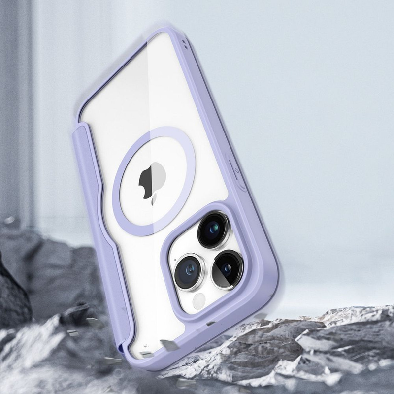 iPhone 15 Pro Max Magnetisches MagSafe Flip Case Dux Ducis Skin X Pro – Lila