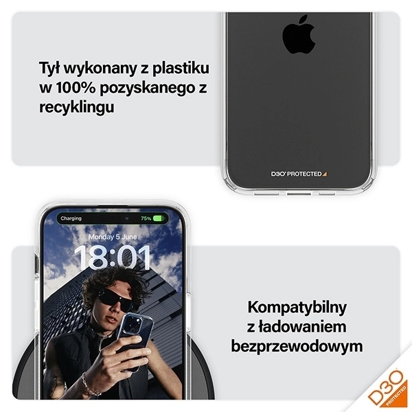 Etui PanzerGlass HardCase z D3O i certyfikatem Military Grade na iPhone 15 Pro Max - przezroczyste