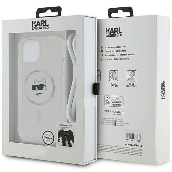 Karl Lagerfeld KLHMP13MHCCHNT iPhone 13 / 14 / 15 6.1" hardcase transparent IML Choupette Head & Cord Magsafe