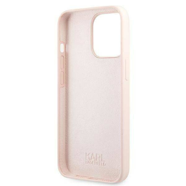Karl Lagerfeld KLHMP13LSSKCI iPhone 13 Pro / 13 6,1 &quot;hardcase light pink / light pink Silicone Ikonik Karl &amp; Choupette Magsafe