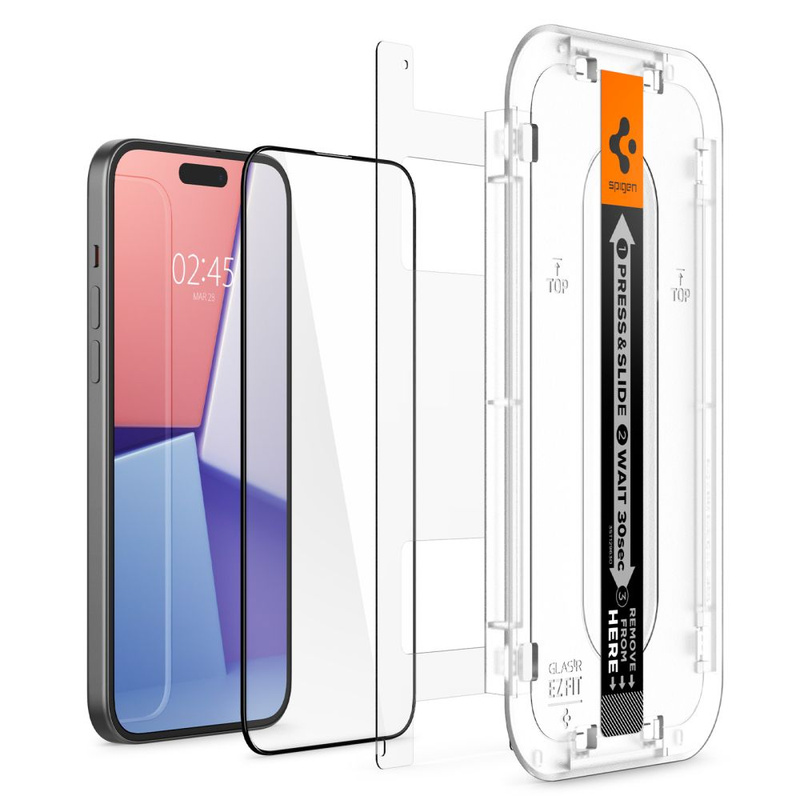 GEHÄRTETES GLAS Spigen GLAS.TR „EZ FIT“ FC IPHONE 15 SCHWARZ