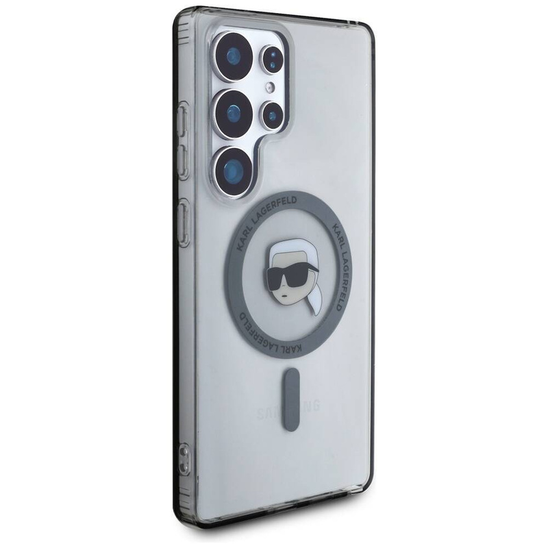 Etui Karl Lagerfeld Button Karl Head Printed Logo MagSafe Samsung Galaxy S25 Ultra czarny