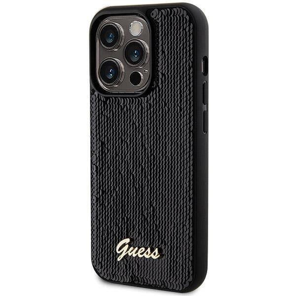 Guess nakładka do iPhone 13 Pro 6,1&quot; GUHCP13LPSFDGSK HC SEQUIN SCRIPT METAL czarna