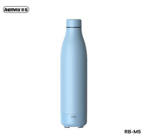Remax bezprzewodowy głośnik bluetooth 5.0 z termosem kubkiem termicznym 500ml niebieski (RB-M5)