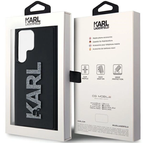 Karl Lagerfeld 3D Rubber Glitter Logo case for Samsung Galaxy S23 Ultra - black