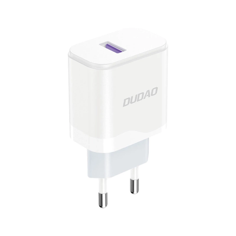 Dudao A20EU USB-A 18W Wandladegerät – Weiß + USB-A – USB-C-Kabel