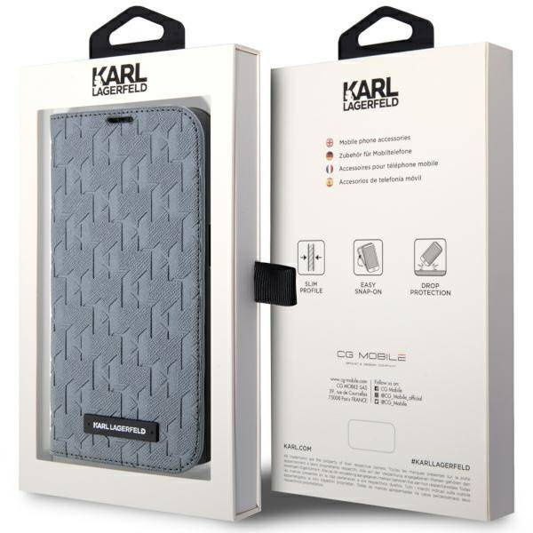 Karl Lagerfeld KLBKP14LSAKLHPG iPhone 14 Pro 6,1&quot; Bücherregal Silber/Silber Saffiano-Monogramm