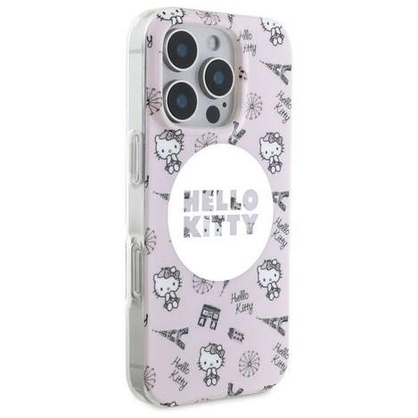 Original Case IPHONE 16 PRO MAX Hello Kitty Hardcase IML All Over Paris MagSafe (HKHMP16XHAOPP) pink