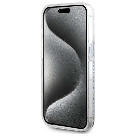 Original Case IPHONE 15 PRO MAX Karl Lagerfeld Hardcase Liquid Glitter Karl&Choupette Head MagSafe (KLHMP15XLGKCSGH) transparent