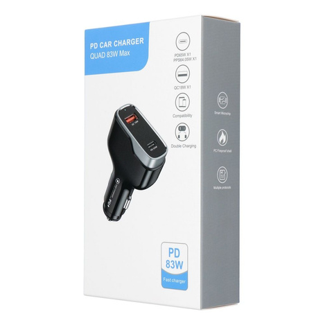 Ładowarka samochodowa USB QC 3.0 18W + Typ C PD 65W CC53-1A1C (Total 83W)