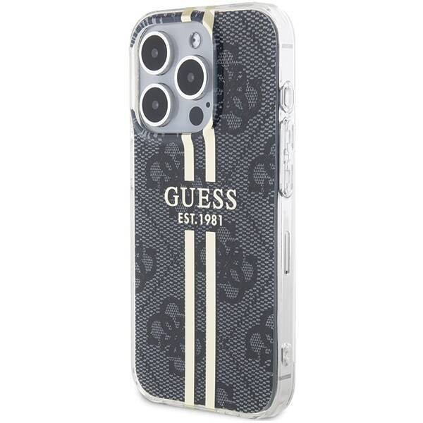 Oryginalne Etui GUESS Hardcase GUHCP15LH4PSEGK do iPhone 15 Pro (4G Gold  Stripe / czarny)