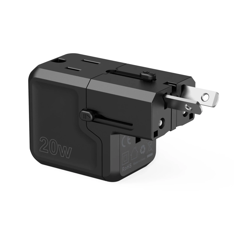 Choetech PD6038 USB-C USB-A PD 20W Reiseladegerät USA EU UK AU – Schwarz
