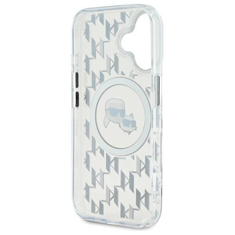 Karl Lagerfeld nakładka do iPhone 16 6,1&quot; KLHMP16SHMCKMHT przezroczysta Hardcase IML Monogram Karl&Choupette Head MagSafe