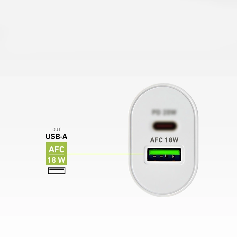 SBS TETRPD20W 20W USB-A USB-C Wall Charger with Power Delivery - White