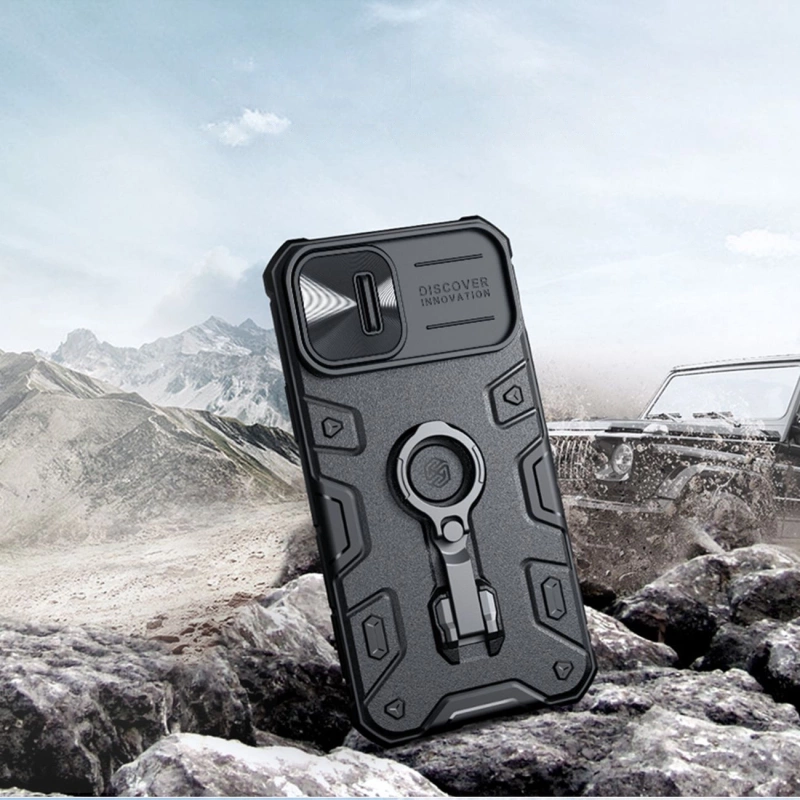 Nillkin CamShield Armor Pro Magnetic Case iPhone 14 Plus MagSafe armored cover stand ring black