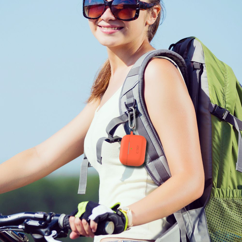 Etui Tech-Protect Silicone Hook na Apple AirPods Pro 1 / 2 - pomarańczowe