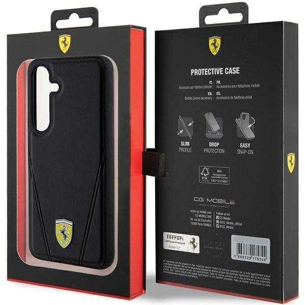 Oryginalne Etui FERRARI hardcase Hot Stamp V Lines MagSafe FEHMS24SP3BAK do Samsung Galaxy  S24 Czarny