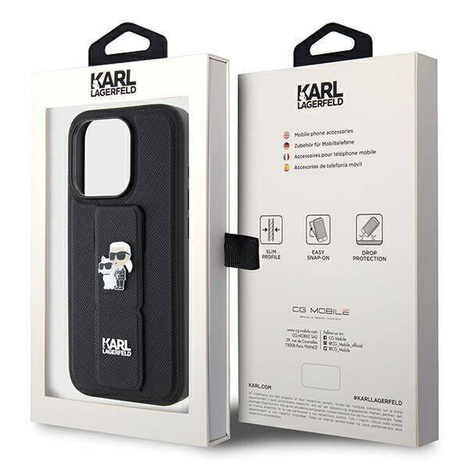 Karl Lagerfeld nakładka do iPhone 14 Pro 6,1&quot; KLHCP14LGSAKCPK HC GRIPSTAND SAFFIANO KC PINS czarna