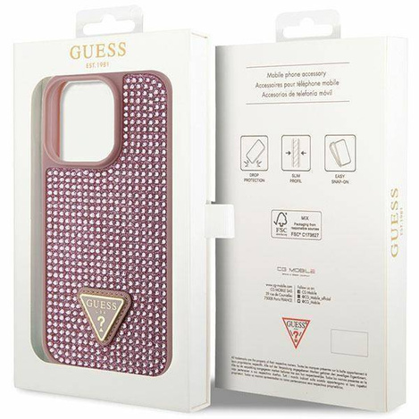 Guess GUHCP14LHDGTPP iPhone 14 Pro 6.1" pink/pink hardcase Rhinestone Triangle