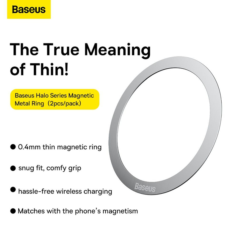 Baseus Halo Series magnetyczny pierścień (2 szt./opakowanie) srebrny (PCCH000012)