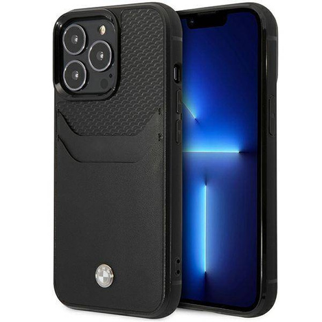 Original Handyhülle IPHONE 14 PRO MAX BMW Leather Card Slot (BMHCP14X22RSEPK) schwarz