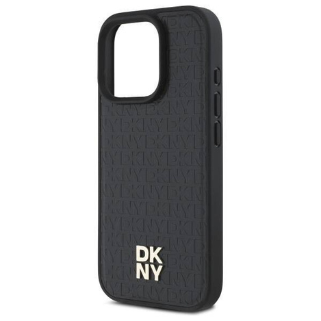 Original Case IPHONE 16 PRO DKNY Hardcase Repeat Pattern Stack Logo MagSafe (DKHMP16LPSHRPSK) black
