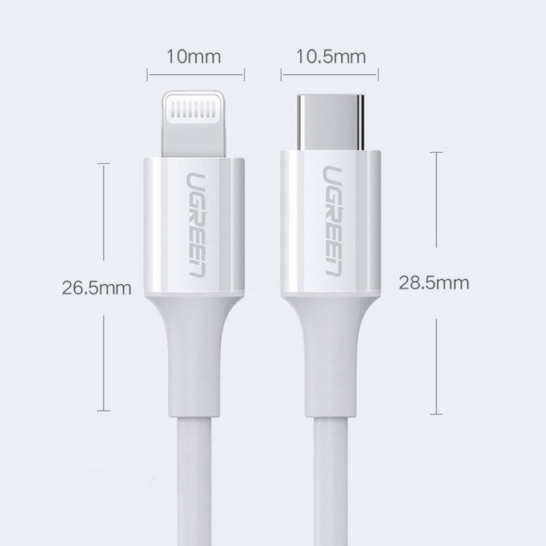 Ugreen MFi cable USB Type C cable - Lightning 3A 0.5 m white (US171)