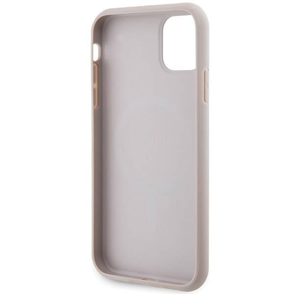 Oryginalne Etui GUESS Hardcase GUHMN61G4GFRP do iPhone 11 (Kompatybilny z Magsafe / 4G Ring classic logo / różowy)