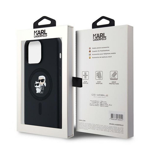 Oryginalne Etui KARL LAGERFELD hardcase Silicone Karl & Choupette Ring MagSafe KLHMP15XSCMKCRHK do Iphone 15 Pro Max czarny