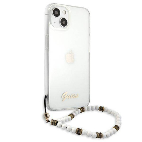 Guess nakładka do iPhone 13 Mini 5,4" GUHCP13SKPSWH przeźroczysta hard case White Pearl