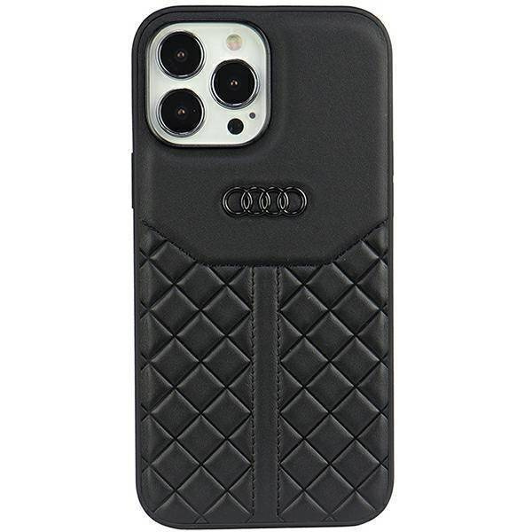 Audi Echtleder iPhone 13 Pro Max 6,7&quot; schwarz/schwarz Hardcase AU-TPUPCIP13PM-Q8/D1-BK