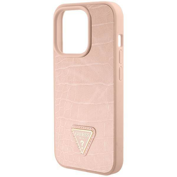 Guess nakładka do iPhone 15 Pro 6,1" GUHCP15LPCRTHCP różowe HC PU Croco Triangle Logo