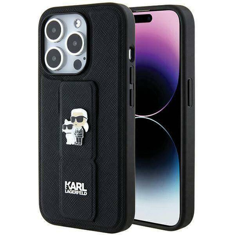 Karl Lagerfeld nakładka do iPhone 13 Pro 6,1" KLHCP13LGSAKCPK HC GRIPSTAND SAFFIANO KC PINS czarna