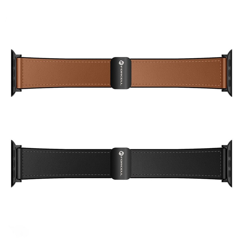 Pasek do Apple Watch Forcell F-Design FA21 skóra ekologiczna 42 / 44 / 45 / 49 mm czarny