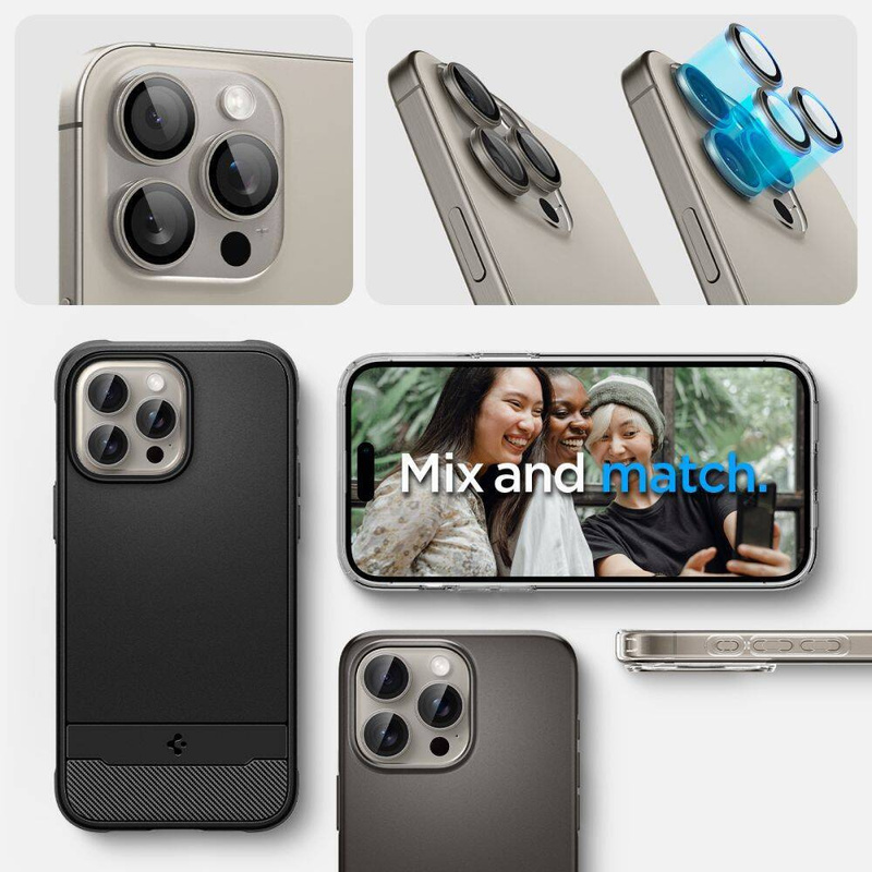 Spigen Optik.tR EZ Fit Kameraschutz für iPhone 14 Pro / Pro Max / 15 Pro / Pro Max - natürliches Titan 2 Stk.