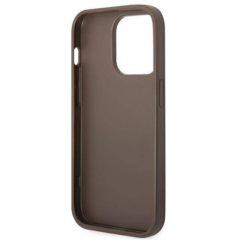 Guess 4G Bottom Stripe Metal Logo Collection - Etui iPhone 14 Pro (brązowy)