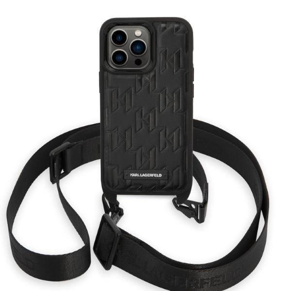 Karl Lagerfeld Monogram Plaque Logo Strap - Etui iPhone 14 Pro (czarny)