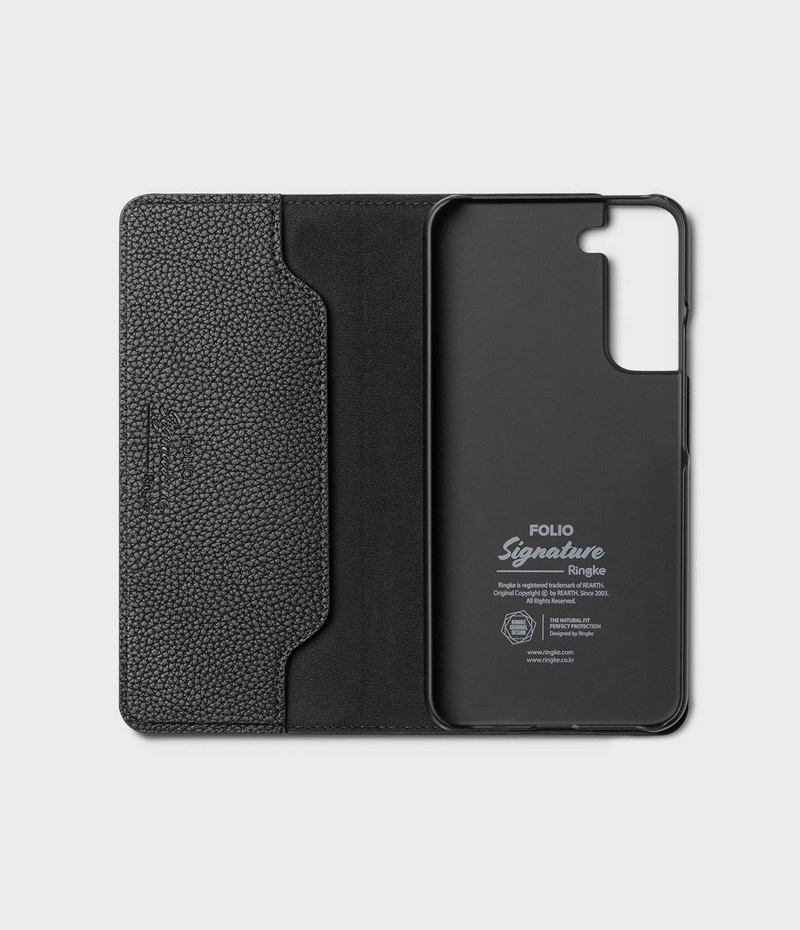 Ringke Folio Signature Flip Leather Case for Samsung Galaxy S22 + (S22 Plus) Black (FSS118R262)