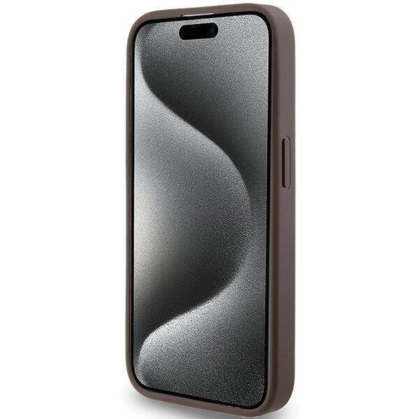 Guess 4G Metal Gold Logo Hülle für iPhone 15 Pro – braun
